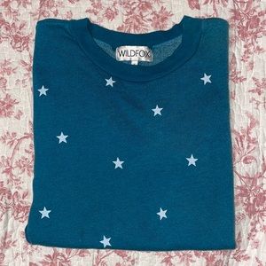 WILDFOX vintage short sleeve turquoise sweater S